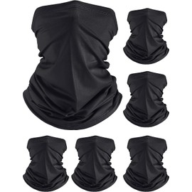 6 Pieces Summer UV Protection Neck Gaiter Scarf Cooling Breathable Face Cover Scarf (Black)