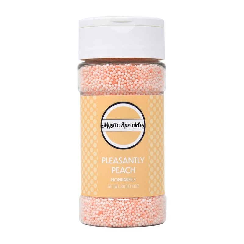 Mystic Sprinkles Solid Color Nonpareils 3.8oz Bottle (Pleasantly Peach)