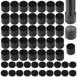 HO2NLE 36Pcs 32mm Rubber End Caps PVC Chair Leg Caps Chair Floor Protector with 20Pcs 32mm Black Felt Furniture Pads Round for Chair Desk Table Stool Legs