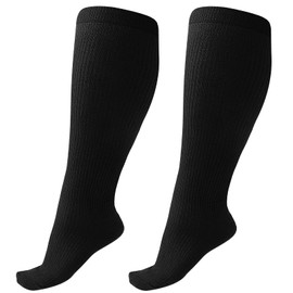 Plus Size Compression Sock For Men & Women, 20-30mmHg Graduated Compression Stockings Non-Slip Breathable Flight Socks for Sports Flying Maternity Circulation Varicose Veins Travel 4XL
