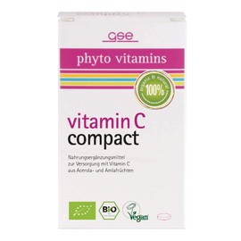 GSE Vitamin C Compact, 60 Tablets High Dose Vitamin C from Acerola and Amla, 100% Vegan and No Additives, Organic Quality