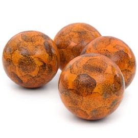 Red Lantern 4" Porcelain Ball Set - Set of 4 Decorative Balls, Sponged Light Orange