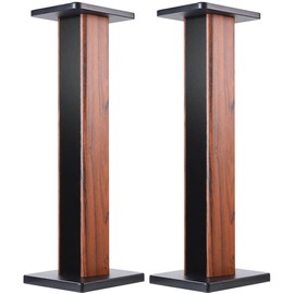 bimiti Wood Grain Speaker Stands 36 Inch Universal Floor Speaker Stand Pair Heavy Duty Hollowed Stands for Home Theater Speakers with Sand Filling Tuning Function - Pair