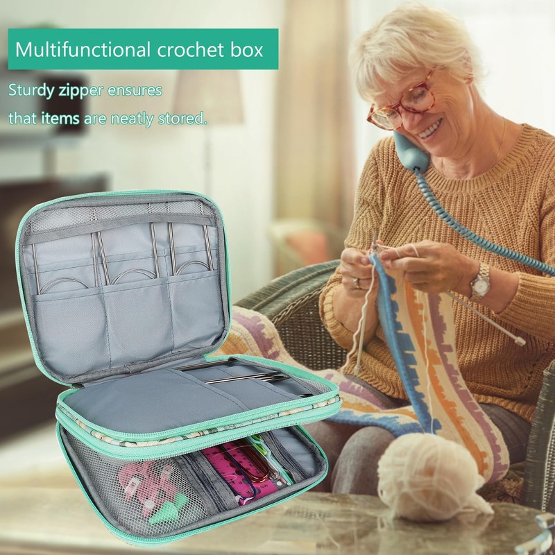 GRVICH Crochet Hooks Case, Crochet Bag, Knitting Needle Case, Crochet