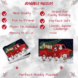 Christmas Express Delivery Red Truck Running West Highland Terrier Dogs Jigsaw Puzzle for Adults - Animal Printed Interlocking Puzzle Gift for Dog Lover's - 1000 Pcs 20"x30"
