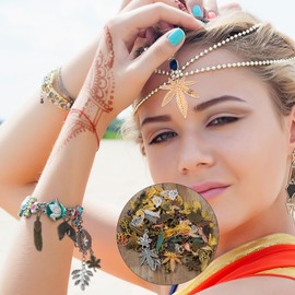 HJZHII Vintage Leaf Charms, 100 Gram Assorted Color Metal Leaf Pendant Antique Floral Leaf Rose Plant Maple Charms for DIY Fall Earring Bracelet Necklace Keychain Jewelry Making Jewelry Making (B)