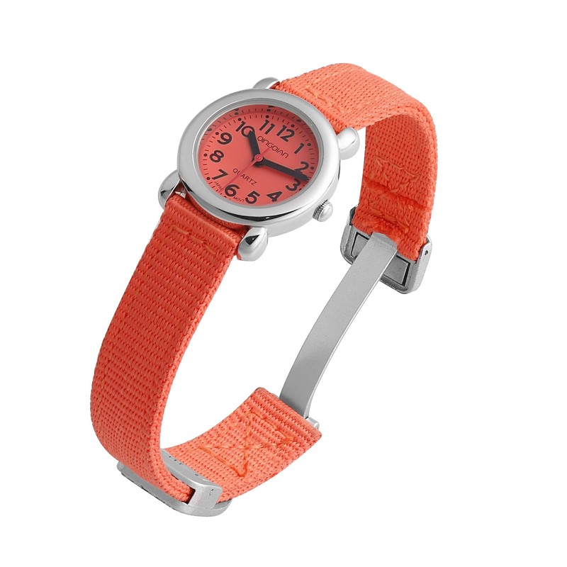 QINGQIAN Girls Analogue Classic Quartz Watch with nylo Strap (Japanese