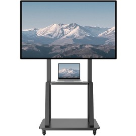 SHTUMEC Rolling TV Stand for 32-75 inch LCD OLED 4K Flat/Curved TV Screen,Height Adjustable,Floor Standing TV Trolley Stand with Casters and AV Shelf,Max Load 110lbs,Max VESA 600x400 mm