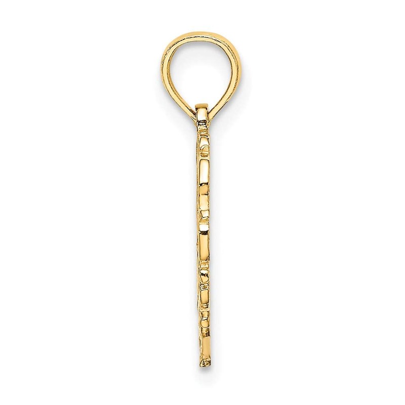 Solid 14k Yellow Gold T Script Initial Letter In Heart