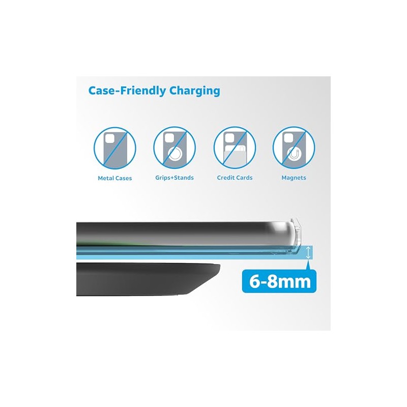 ATT - Almohadilla de carga inalámbrica Qi de 15 W,