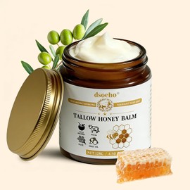 8 Oz Organic Grass-Fed Beef Tallow Balm with Honey, Tallow Honey Balm for Face & Dry Skin Care