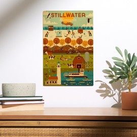 Lantern Press 10x15 Inch Wood Sign, Ready to Hang Wall Decor, Stillwater, Minnesota, Geometric