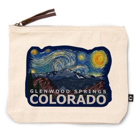 Lantern Press Glenwood Springs, Colorado, Starry Night, 100% Cotton Zipper Pouch, Travel Accessory, Go Bag