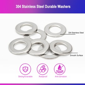 Washers For Screws, 750PCS Metal Flat Washers, Stainless Steel Washers For Bolts, 9 Sizes Washers Assortment Set, M2 M2.5 M3 M4 M5 M6 M8 M10 M12 Factories Repair Construction