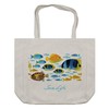 Ambesonne Fish Shopping Bag, Vivid Underwater Wild Life with Freshwater