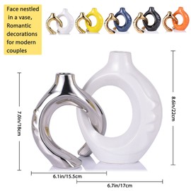 LCCCK Jarrones de cerámica negro y dorado para decoración del hogar, florero bohemio para flores de zacate de pampa, florero pequeño para sala de estar, mesa de boda, centro de mesa de mesa de boda