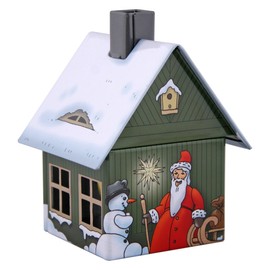 Crottendorfer - Räucherhaus Metall inkl. Räucherkerzenhalter - für Räucherkerzen Gr. M - Maße: 7,2 x 7,8 x9,8cm - Motiv: Weihnachten - Made in Germany