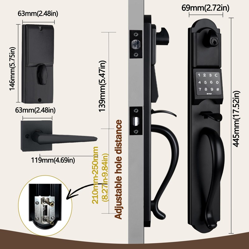 HISAFE Smart Front Door Lock Set, Keyless Entry Door Lock