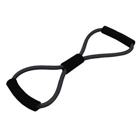 Wacces 8-Shape Tube Resistance Band Fitness Muscle Workout Exercise Yoga Elastic Cord (Black)