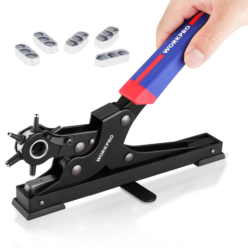 WORKPRO Desktop Leather Hole Punch Set, Rotary Belt Hole Puncher