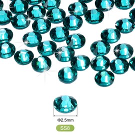 MECCANIXITY 2880 Pcs Hotfix Rhinestones Flatback Crystal Glass Gems Art Rhinestones for Crafts Clothes DIY Decoration(SS8 2.5mm,Sky Blue)