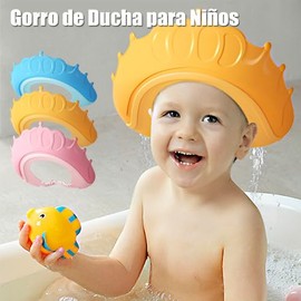 2 Piezas Gorro de Baño para Niños, Gorro de Ducha Impermeable para Niños, Gorro de Lavado de Silicona con Protección para Los Oídos y Los Ojos, Longit