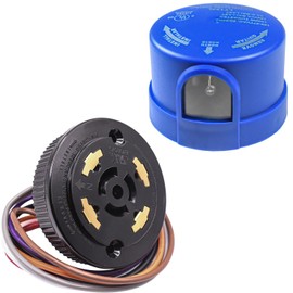 HQRP Photocell Sensor w/Dimming Receptacle, Outdoor Light Switch Socket, Dusk to Dawn Photoelectric Control Twist Lock Plug Base for Led Barn Light, Door Lights, Street Light, Parking Lot Light etc.