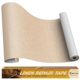 Linen Repair Tape Kit - 16x90 inch, Self-Adhesive Linen Fabric Patches for Sofas, Headboards, Chairs, Pillows, Curtains - Dark Beige