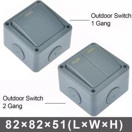 tonerprof Waterproof Electrical Junction Box ABS Plastic Outdoor Enclosures Large Small US - Outdoor switch 1 Gang, 82x82x51mm(LxWxH)