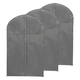 PATIKIL 43" Garment Bag, 3 Pack Breathable Suit Bag for Storage Hanging Clothes Dustproof Garment Covers for Suits Coats Dresses, Gray