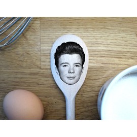 Rick Astley Merch Gift Idea Image On A Wooden Spoon-Novelty Memorabilia Birthday Christmas Present