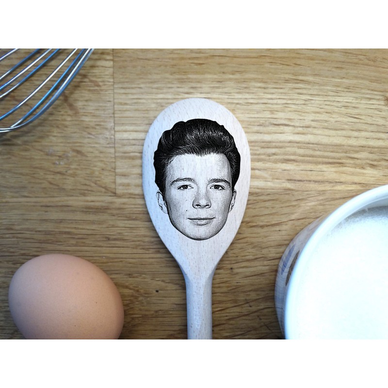 Rick Astley Merch Gift Idea Image On A Wooden Spoon-Novelty
