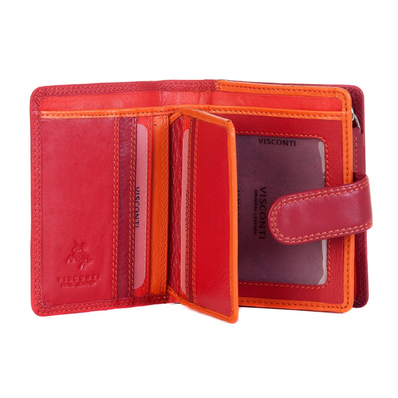 VISCONTI Leather Rainbow Collection BALI Purse RFID blocking RB40 Red