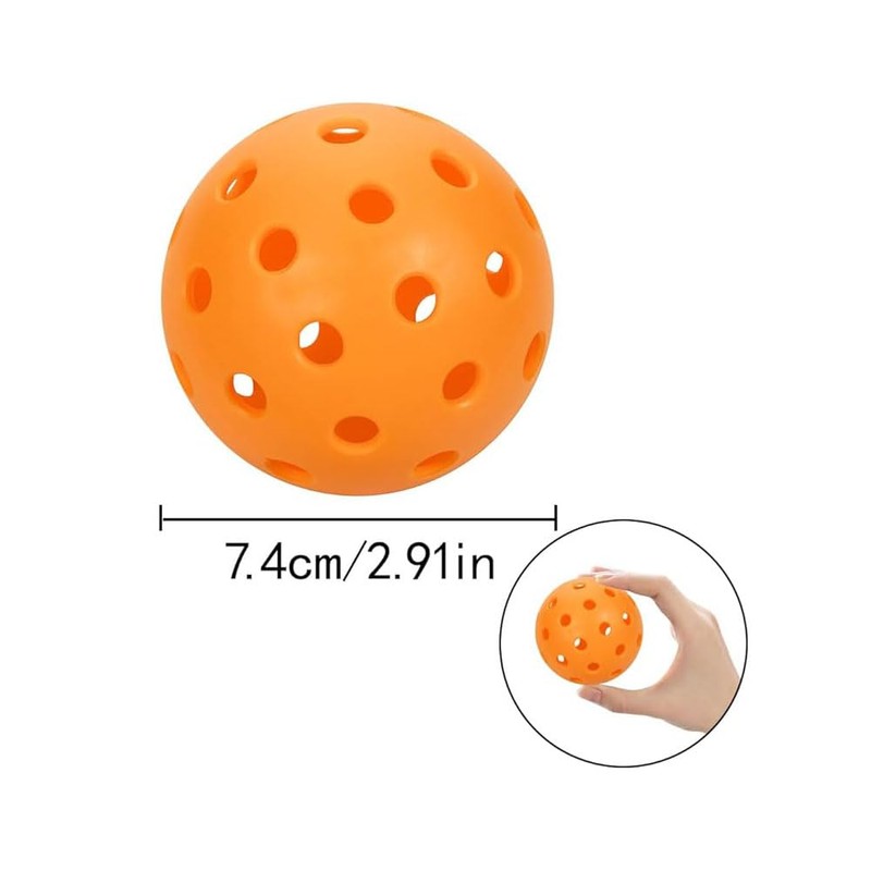 Pickleball Practice Balls, Orange Plastic, 40 Holes, Set of 4,