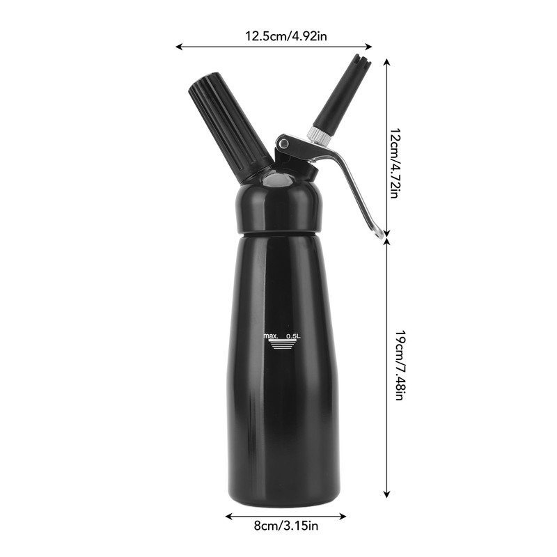 Whipped Cream Dispenser Aluminum Stainless Steel Plastic 500ml Cream Whipper