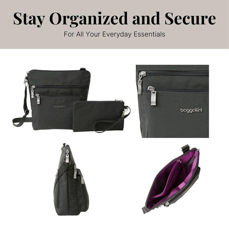 Baggallini - Bolsa cruzada, Adulto, unisex, Carbón, Talla única