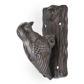 Antique Door Knocker Bird Woodpecker Cast Iron Brown - Rustic Door Knocker Made of Iron in Country House Style - Vintage Decoration for Front Door or Garden Gate Weatherproof and Solid