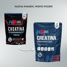 HEROSPORTS | Creatina Monohidratada de Alta Pureza 450g en Polvo. 5g de Creatina por Porción, 100% Pura, 100% Natural, 0 Azúcar, Sin Sabor, Sin Olor, Bottle Free, Incluye Cuchara Medidora