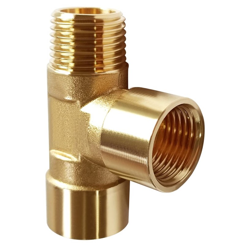 Uenede 2PCS Brass Tee Pipe Fitting 1/2" NPT Female x