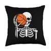 Skeleton Basketball Artwork Slam Dunk Throw Pillow