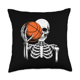 Skeleton Basketball Artwork Slam Dunk Throw Pillow