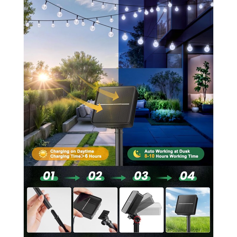 Brightown Solar String Lights Outdoor 60 Led 35.6 Feet 8