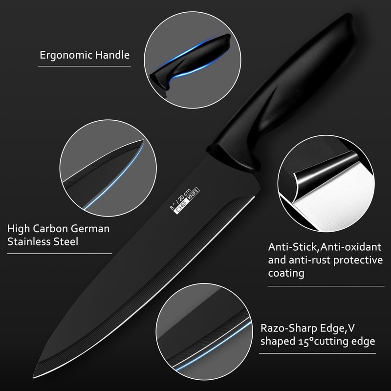 Knife Set, 16 Pieces Kitchen Knife Set with Block and