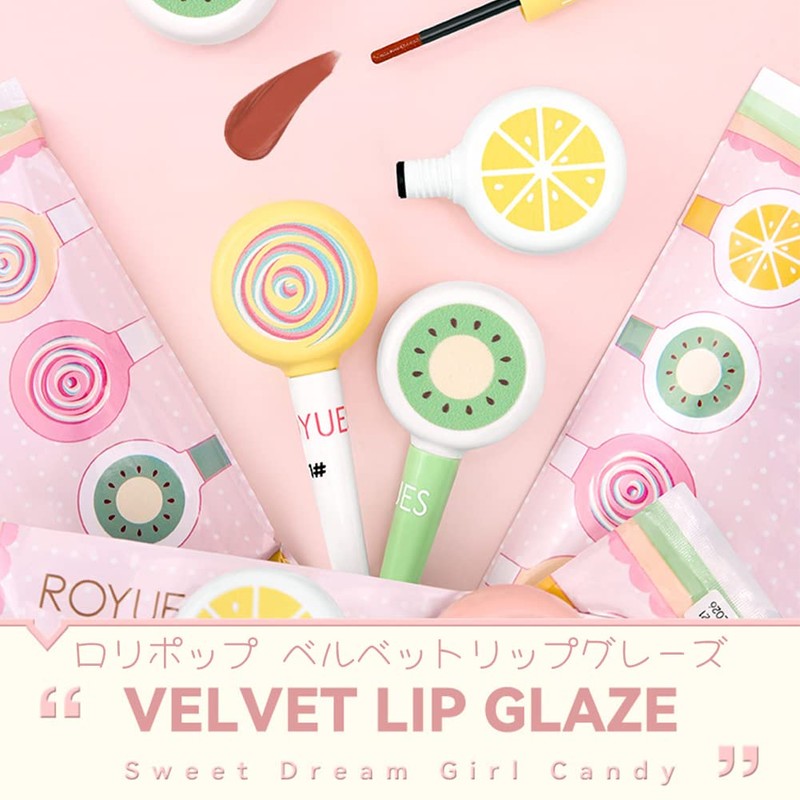 ROYUES Candy Velvet Lip Glaze Lollipop Lip Gloss 5ml Lipstick