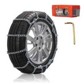 Snow Chains for Car Tires, Tire Chains for Pickups, SUVs, and Light Trucks, Quick Fit & Easy Installation, Reusable CAM Tightener for Emergency Tire Traction, Set of 2