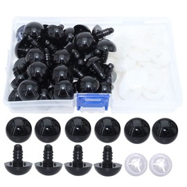 ARTCXC 50Pcs 18mm/0.71inch Black Solid Plastic Safety Eyes Craft Eyes with Washers for Doll, Puppet, Plush Animal DIY Making