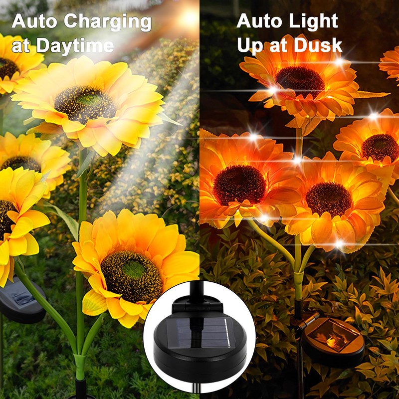 Solar Lights Outdoor Decorative, Upgraded 2 Pack with 6 Solar