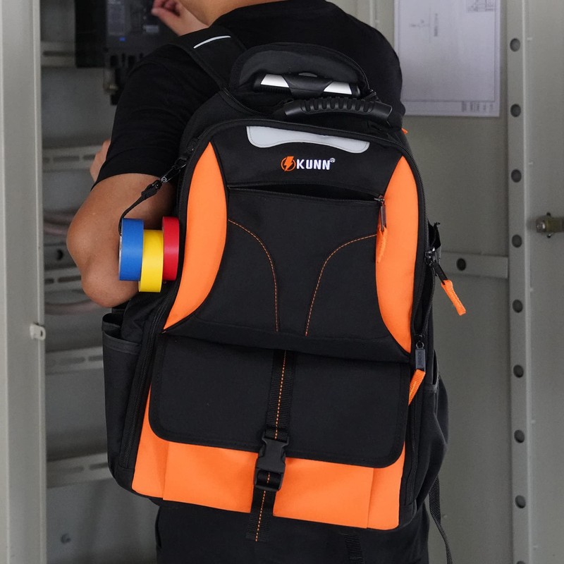 KUNN Rolling Tool Bag 37Pockets Wheeled Tool Backpack with Widen
