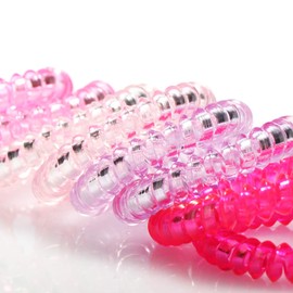 com-four® 16 x Hair Bobbles in Colourful Spirals, Elastic Hair Bands in Telephone Cable Design, Hair Accessories for Thick and Thin Hair