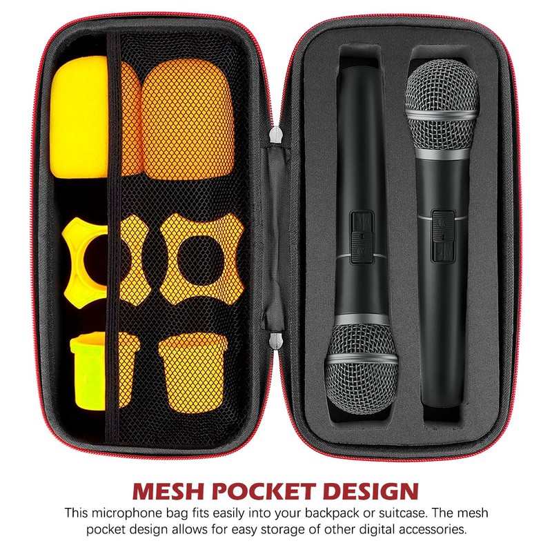 FERCAISH 1 Piece Microphone Bag, EVA Dual Microphone Bag, Microphone